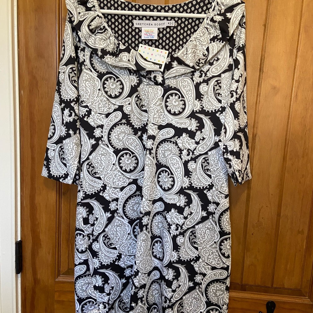Gretchen Scott Black and White Paisley Dress
